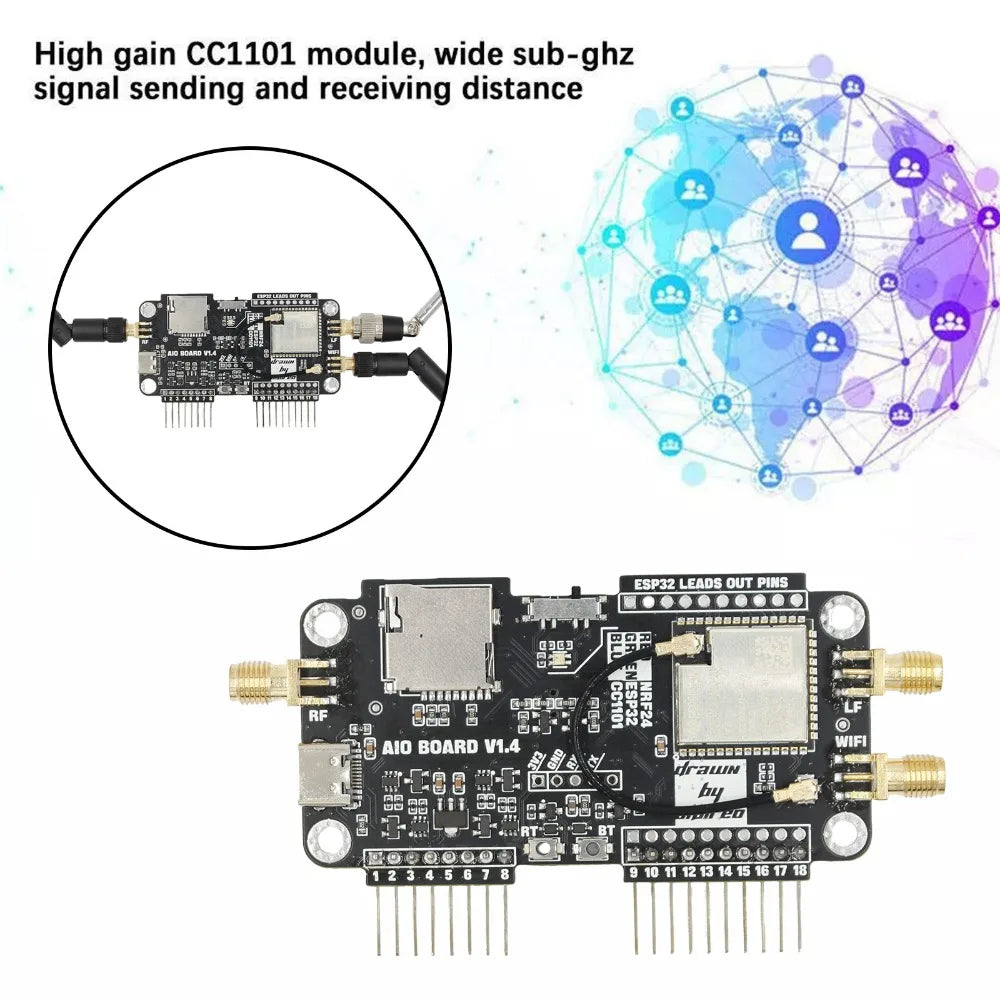 3-in-1 Multi-Function Expansion Board for Flipper Zero-NRF24+ESP32+CC1101 Module with Antennas, Pre-Flashed Marauder Firmware