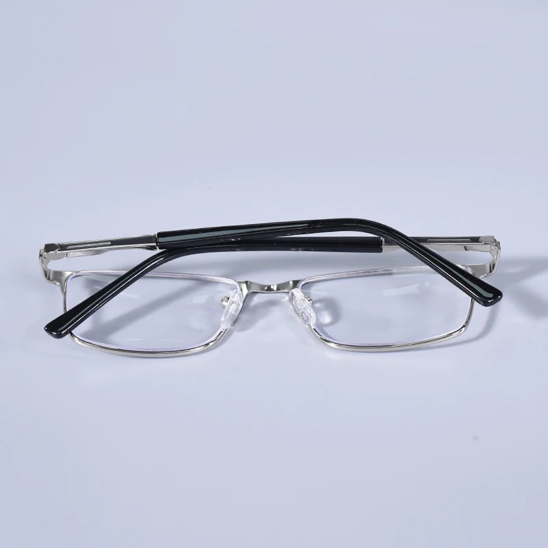 Anti Blue Light Men Reading Glasses Metal Full Frame Business Eyeglasses For Men Square Double Color Reading Eyewear +100+150