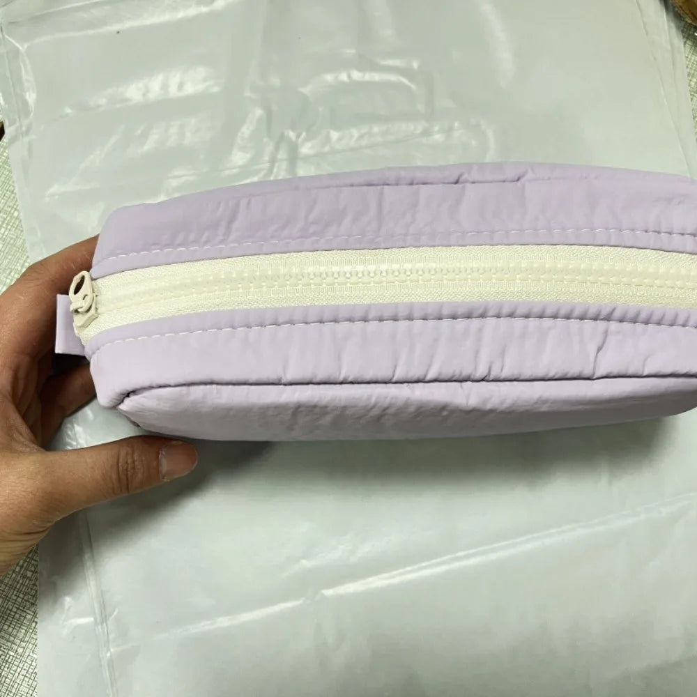High Quality Solid Color Pen Bag Large Capacity Zipper Design Stationery Bag Portable Pen Box Back To School