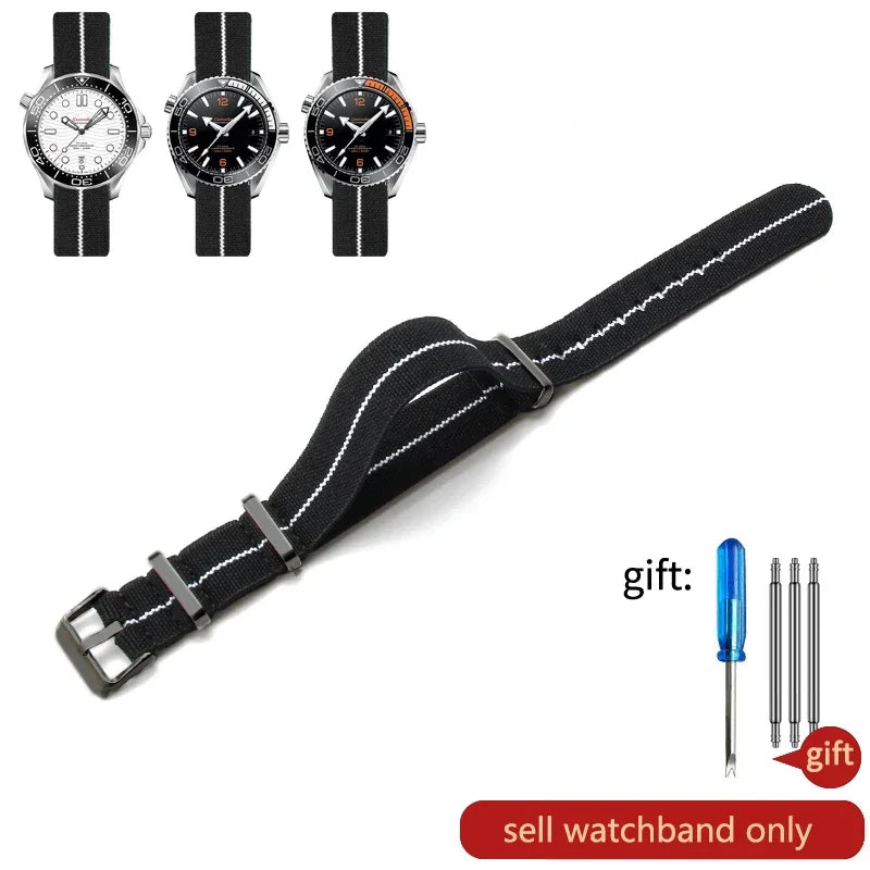 60's French Army Watch Strap for Nylon Watchband for Rolex Seiko Tudor Rolex Black Green Water Ghost Omega Woven Watch Band