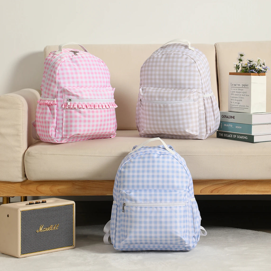 School Backpacks for Girls Large Capacity Ruffled Plaid Schoolbags Gifts For Teenagers College High School Students Traveling