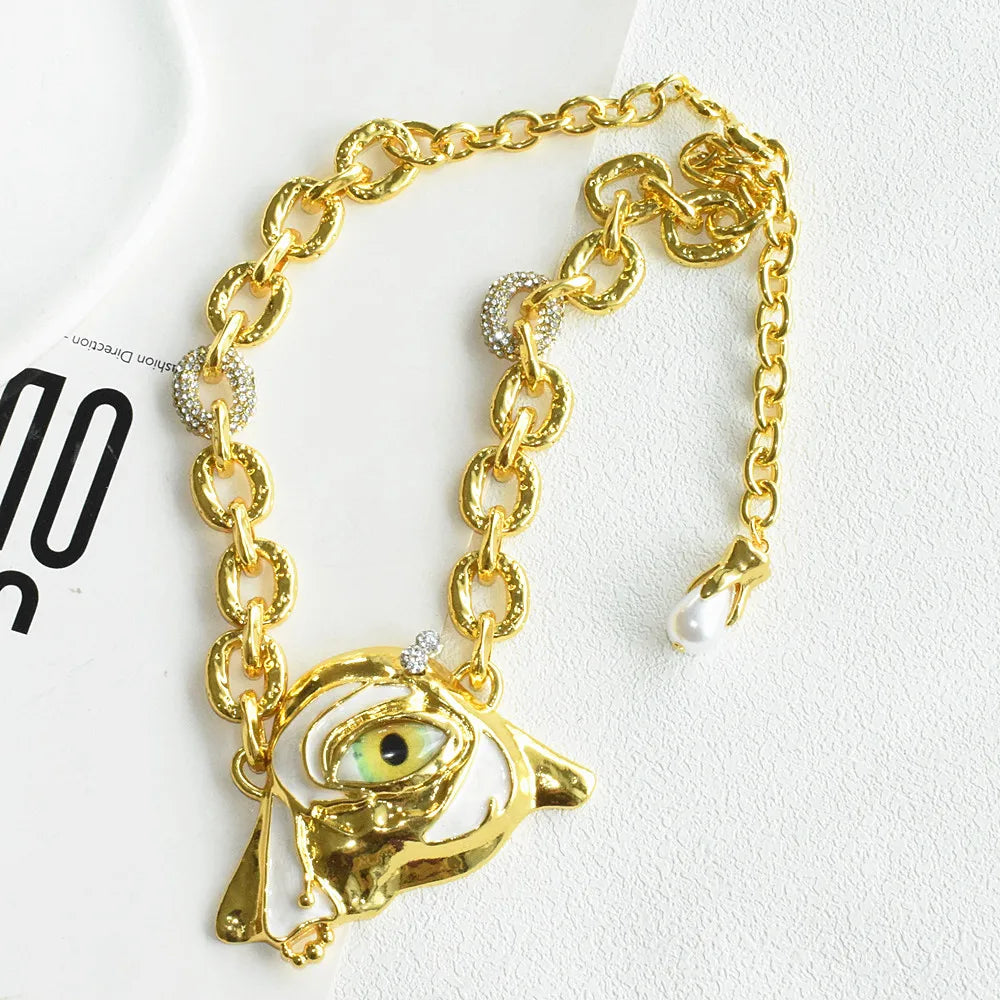 Brand Fashion Show Metal Alloy Lock Key Pendant Necklace For Women Fashion Jewelry Gorgeous Sweater Chain Statement Accessory