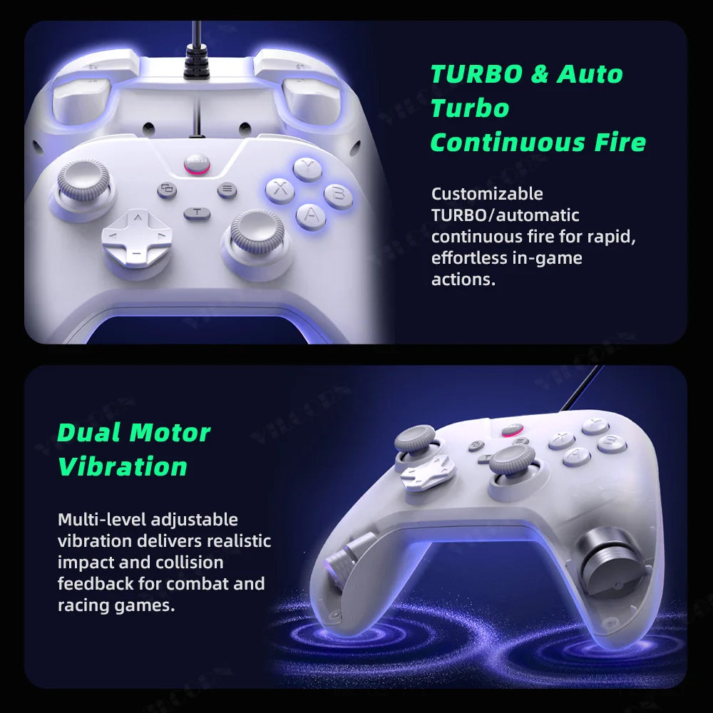 Wired Gaming Controller for PS4 Console PC Controls-No Lag. No Drops Dual Vibration Gamepad for Switch, iOS, Android
