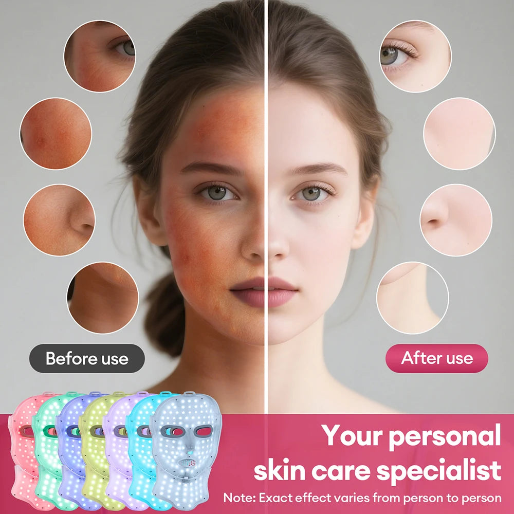 7 Colors Photon Facial LED Mask Red Light Therapy Anti Aging Face Neck Beauty Mask Relaxation Treatment Anti-Wrinkle Skin Care
