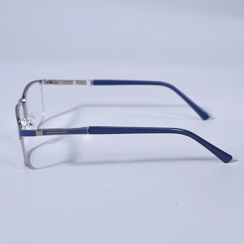 Anti Blue Light Men Reading Glasses Metal Full Frame Business Eyeglasses For Men Square Double Color Reading Eyewear +100+150
