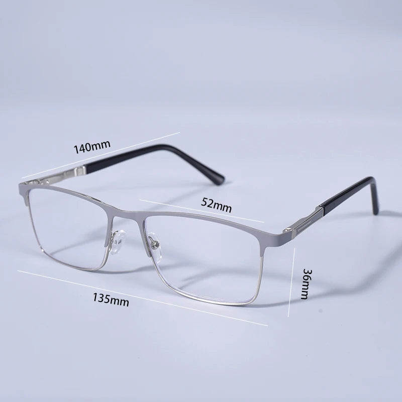 Anti Blue Light Men Reading Glasses Metal Full Frame Business Eyeglasses For Men Square Double Color Reading Eyewear +100+150