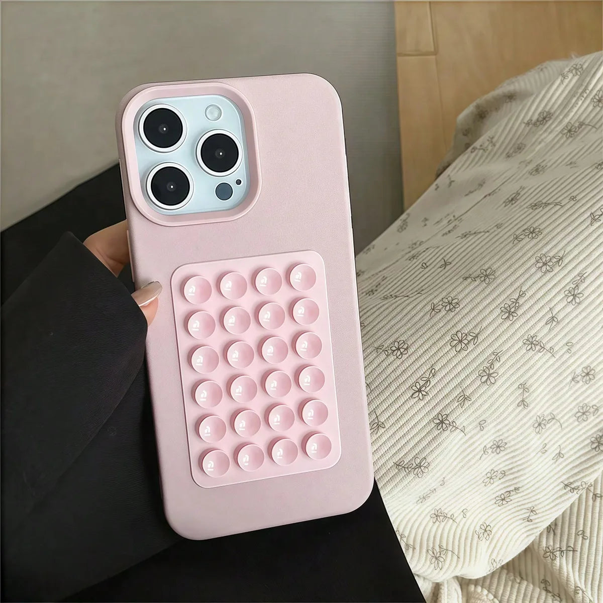 Phone Case For iPhone 17 16 15 Pro Plus 14 13 12 11 Pro Max Shockproof Funda Luxury Fashion 3D Suction Cup Stand Litchi Pattern