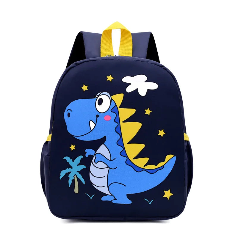 Kindergarten children's printed schoolbag, dinosaur and small animal design, boys' and girls' back-to-school season canvas double backpack