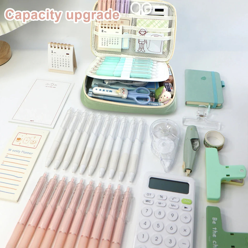 Simple style pencil case, large capacity pencil bag, small piece storage bag, student stationery organizer back-to-school season