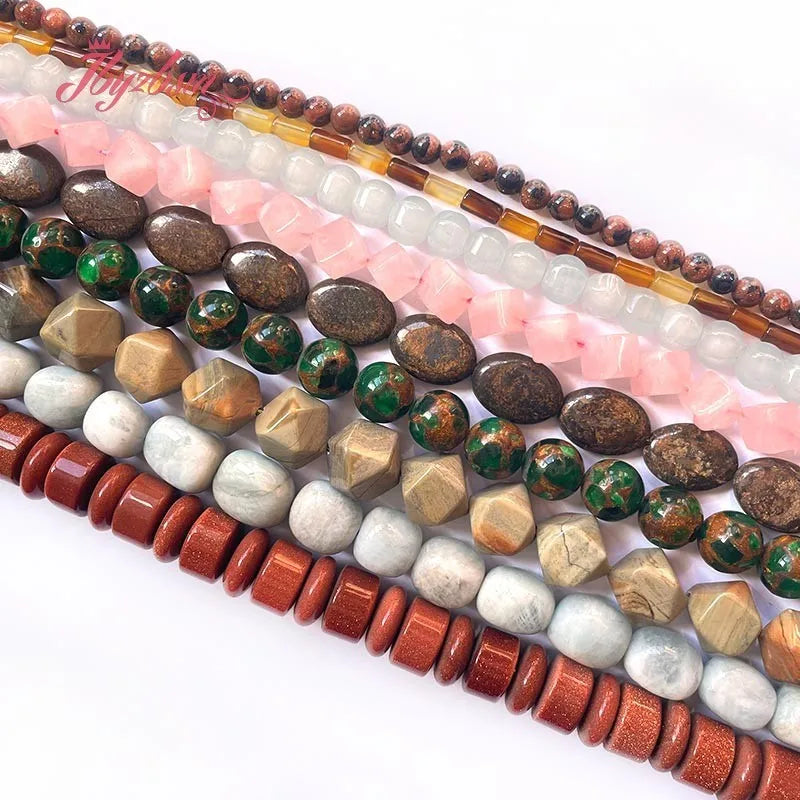 Natural Stone Beads square round jade For Necklace Bracelet Spacer Strand 15" DIY Jewelry Making