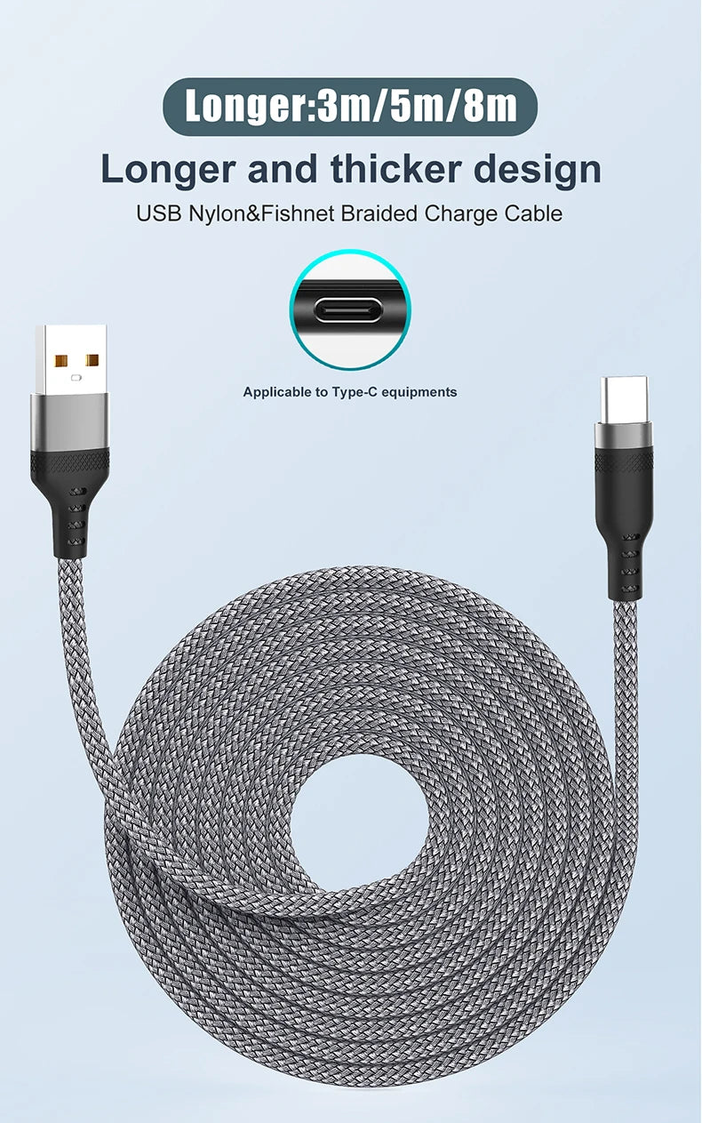 Câble de charge rapide micro USB Android type C étendu 2M 3M 5 mètres pour Huawei Xiaomi Vivo Oppo et Leeco