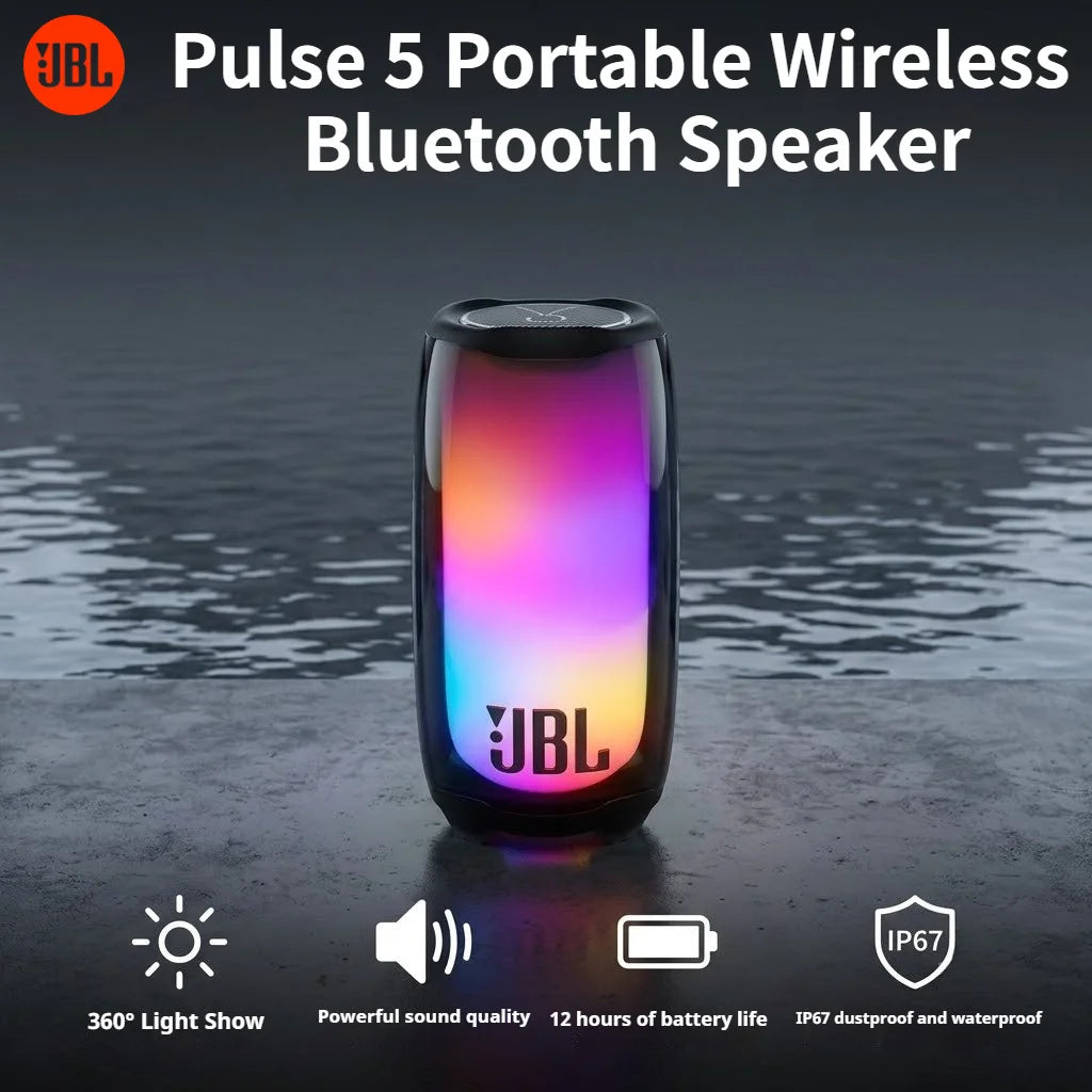 JBL Pulse 5 Portable Wireless Bluetooth Speaker 360 RGB Light IP67 Waterproof Deep Bass Outdoor Camping Party Audio Subwoofer