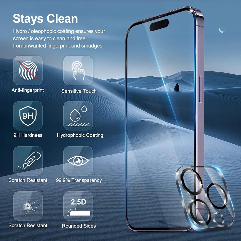 HD Screen Protection For iPhone 16 15 17 14 13 12 11 Pro Max Tempered Glass iPhone15 Pro Camera STB Film iPhone16 Plus 13 Mini