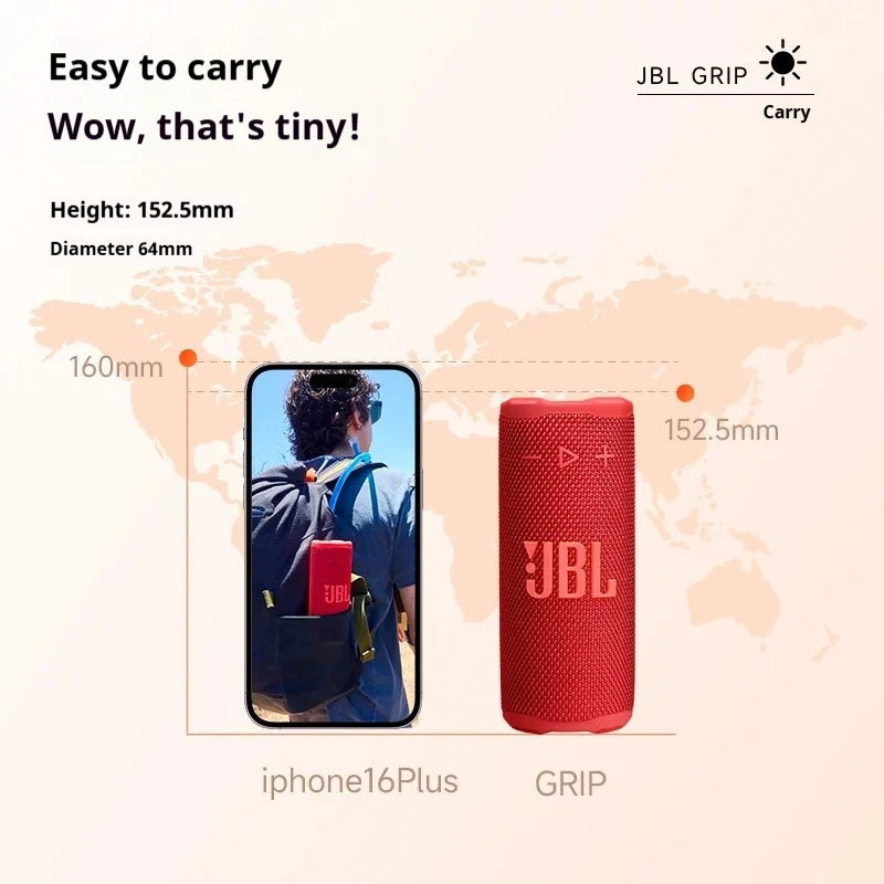 JBL GRIP Portable Wireless Bluetooth Speaker IP68 Waterproof Shockproof Stereo Audio Outdoor Camping Beach Travel Loudspeaker