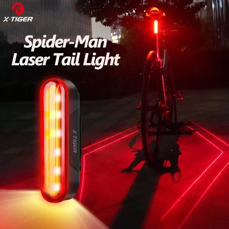 X-TIGER Bicycle Laser Tail Light Intelligent Bicycle Rear Light LED with Auto Brake Sensor Cycling Laser Warning Lights