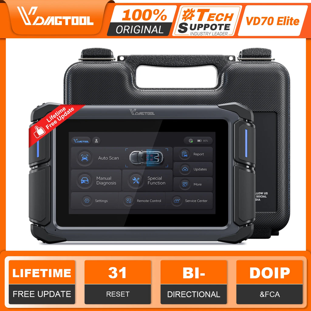 VDIAGTOOL VD70 Lite OBD Scanner Car Diagnostic Tools Automotive Scanner With Key Programming 31+ Reset DOIP CANFD Free Updates