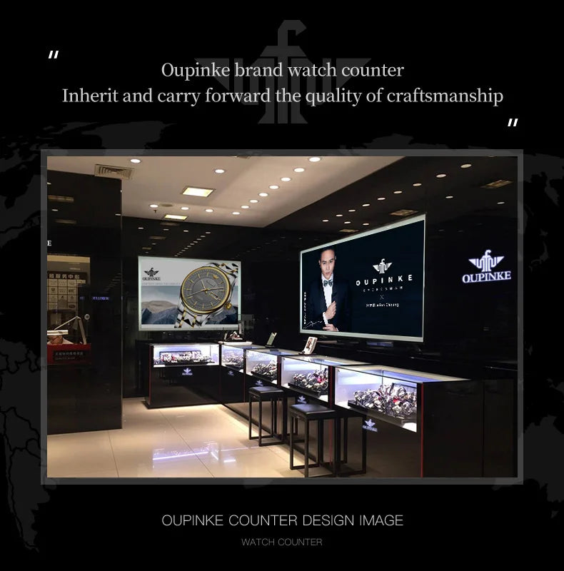 OUPINKE Tungsten Steel Automatic Mechanical Watch Men's 5Bar Waterproof Multi-functional Tourbillon Watches Relogio