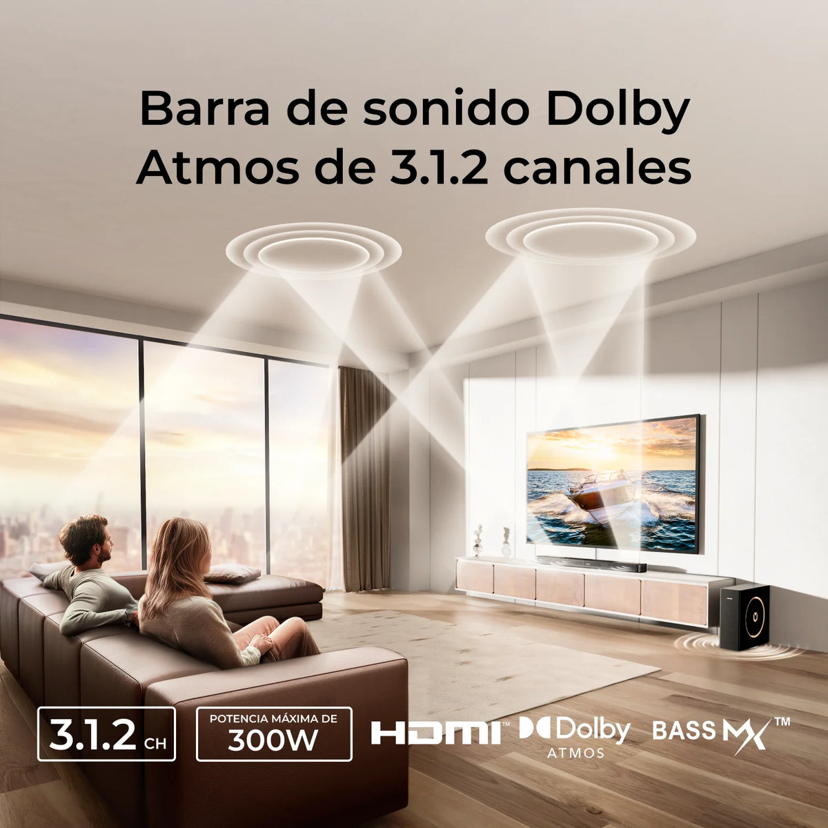 ULTIMEA 3.1.2ch Sound Bar with Dolby Atmos, Surround Sound System for TV with 5.25 inch Subwoofer, Sound Bar for Smart TV