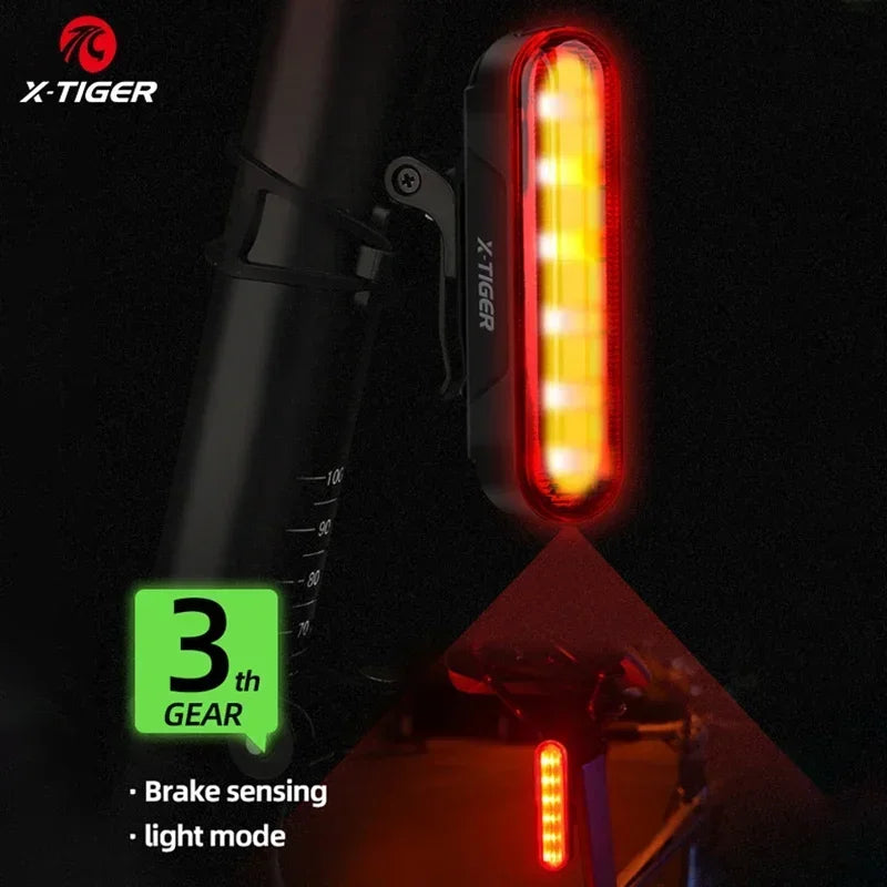 X-TIGER Bicycle Laser Tail Light Intelligent Bicycle Rear Light LED with Auto Brake Sensor Cycling Laser Warning Lights