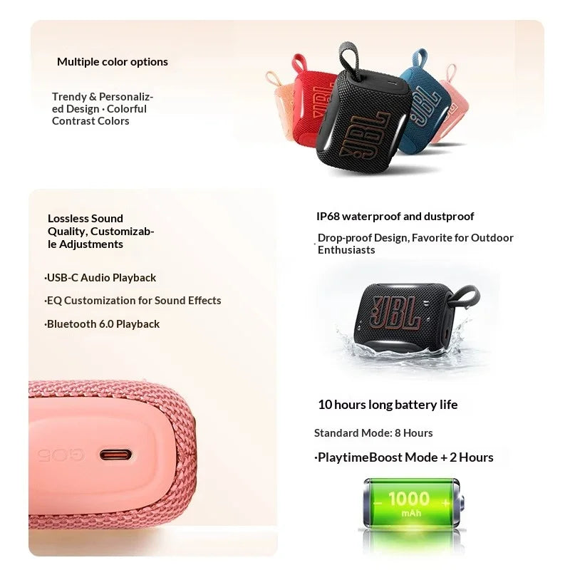 JBL GO5 Portable Wireless Bluetooth Speaker IP67 Waterproof Mini Pocket Speaker Outdoor Beach Hiking Travel Audio