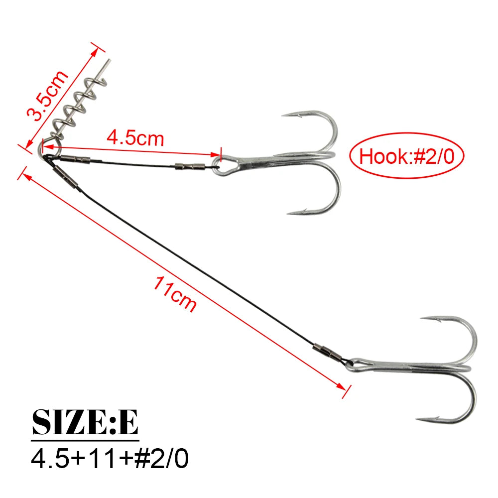Spinpoler Corkscrew Stinger Rig Hook Double Sharp Treble Pike Bass Fishhook High-Carbon Steel For Soft Lure Fishing Equipment