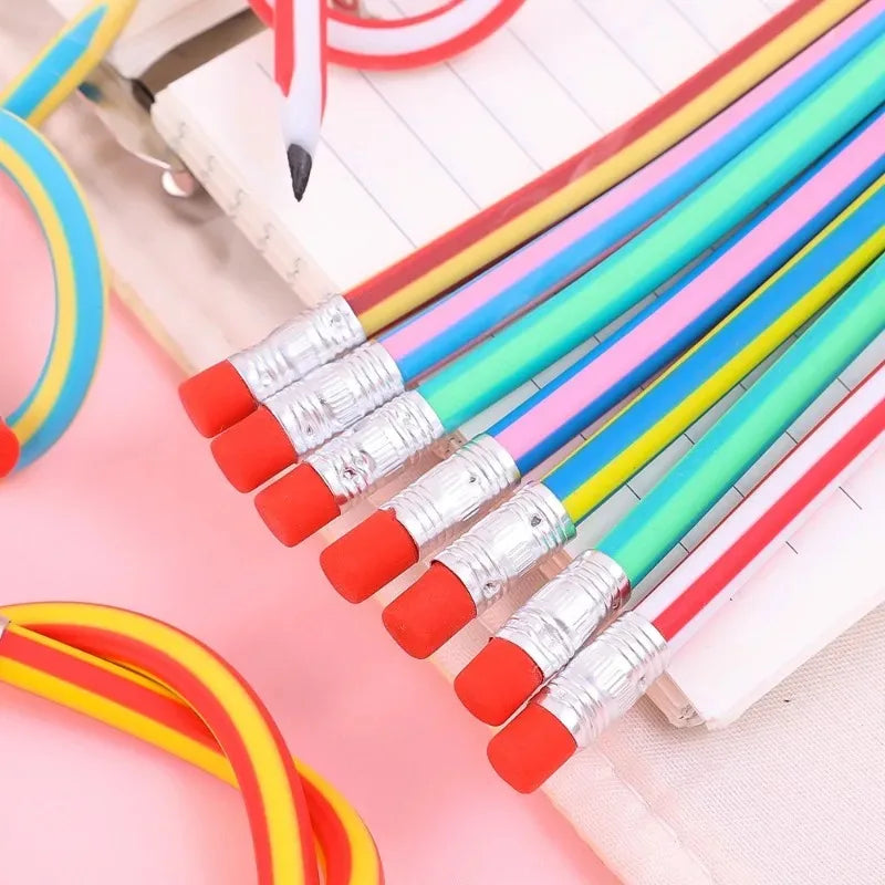 Colorful Magic Bendy Flexible Cute Soft Pencil with Eraser Stationery Kids Student Colored School Office Supply Creative Novelty