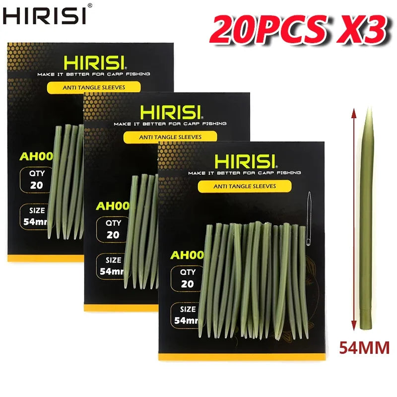 HIRISI 20pcs Carp Fishing Anti Tangle Sleeves, Anti Tangle Rig Tubing,Carp Fishing Soft Rubber Spike Tube fishing accessories