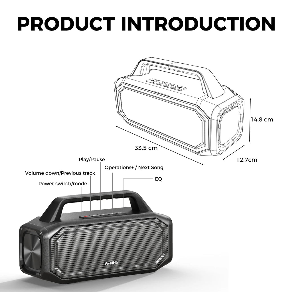 Enceinte Bluetooth portable W-KING BT261-2, 80 W