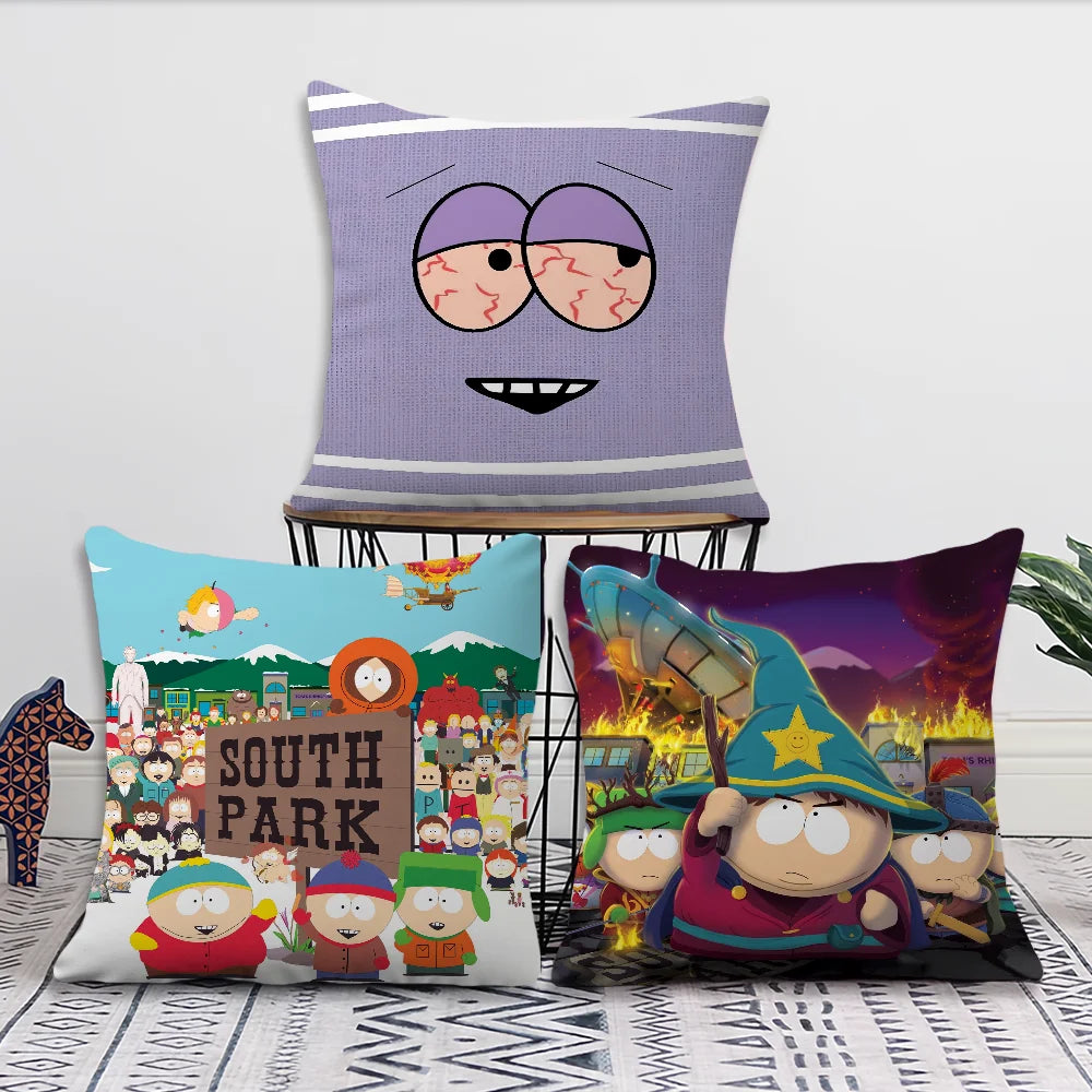 Cartoon S-South P-Park Cute cushion cover Soft Cushion Cases for Farmhouse Sofa Decor Home Decorations and Protector