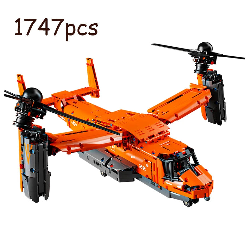 High-tech WW2 Technical Osprey Transport Aircraft Building Blocks High-Tech Sets Military Fighter Brick Toys For Birthday Gifts