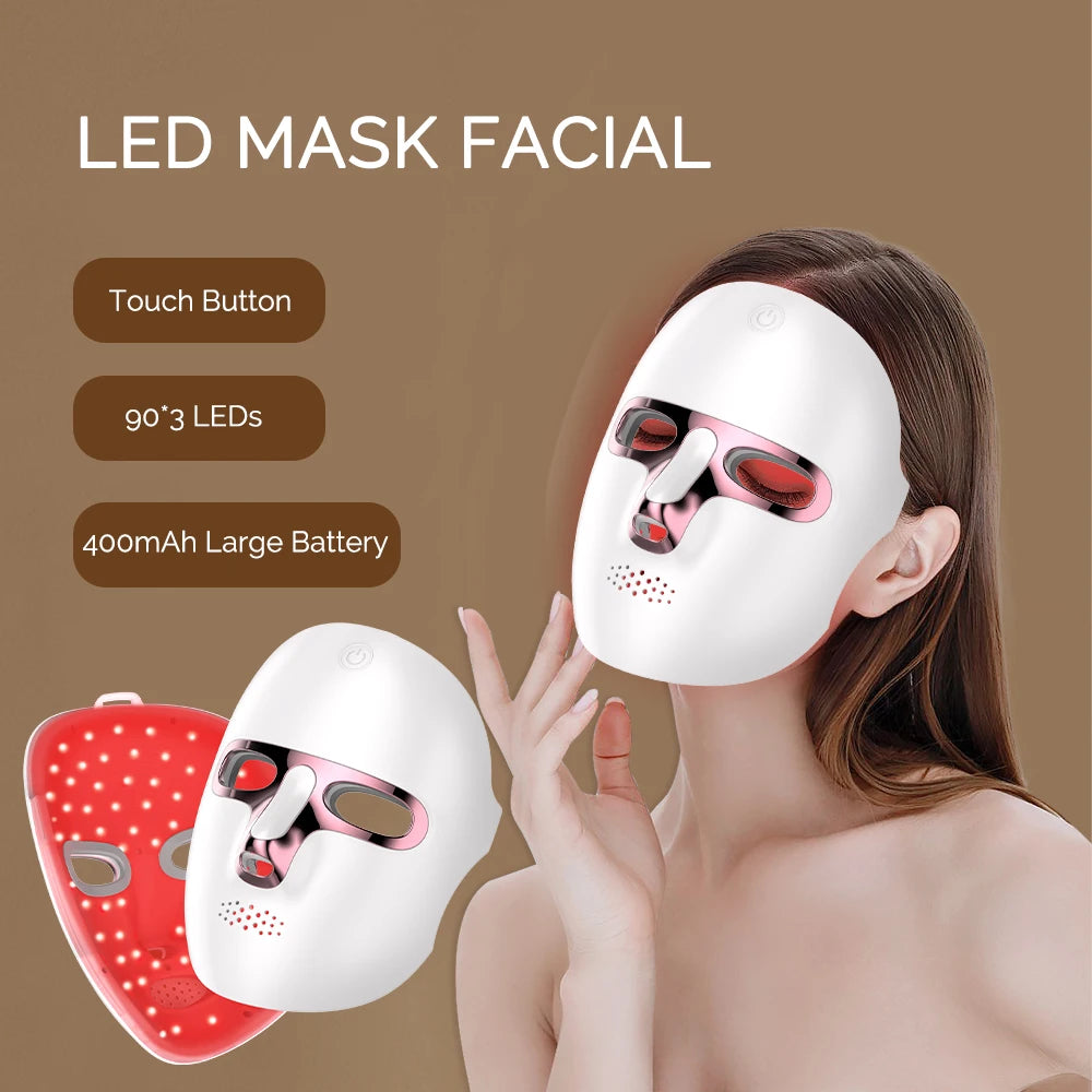 7 Colors Photon Facial LED Mask Red Light Therapy Anti Aging Face Neck Beauty Mask Relaxation Treatment Anti-Wrinkle Skin Care
