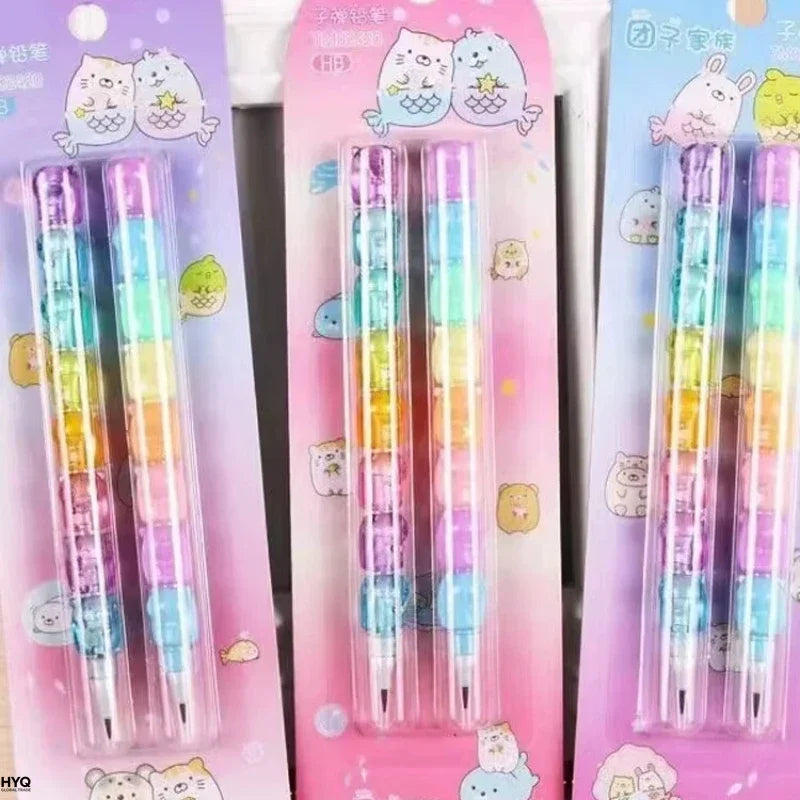 2pcs/Set Cute Bear Non Sharpening Mechanical Pencil Student Writing Pen School Office Supplies Pencil Stationery Gifts
