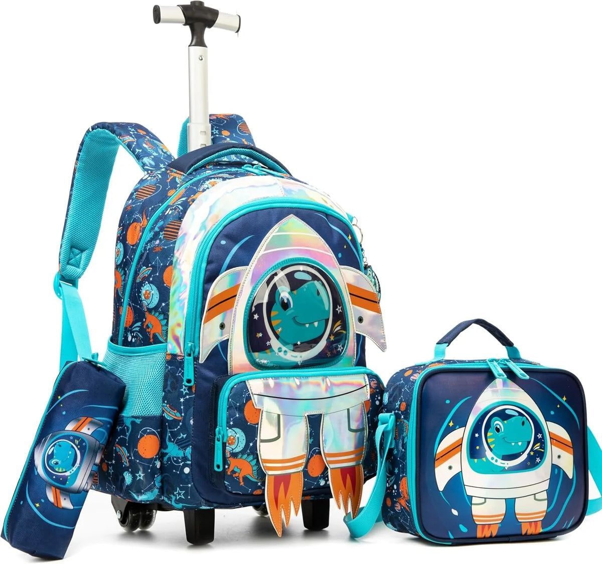 School Backpack for Boy Kids Trolley Bags with Wheels Girls Travel Carry on Backpack Lightweight Bookbag Back to School Supplies