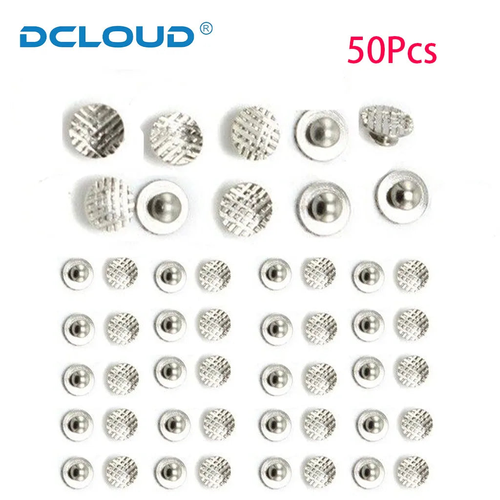 DCLOUD 10/50Pcs Dental Orthodontic Lingual Buttons for Bondable Metal Round Mesh Base Button Monoblock Dentist Ortho Materials