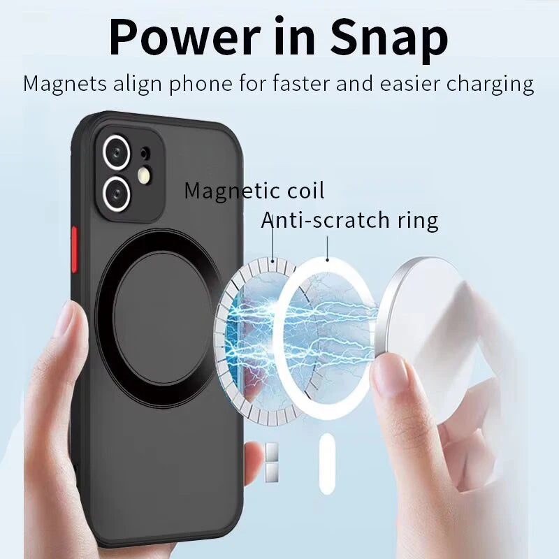 Luxury Armor Matte For Magsafe Magnetic Wireless Charging Case For iPhone 18 17 16 15 14 13 12 11Pro Max Mini Plus