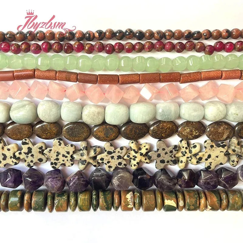 Natural Stone Beads square round jade For Necklace Bracelet Spacer Strand 15" DIY Jewelry Making