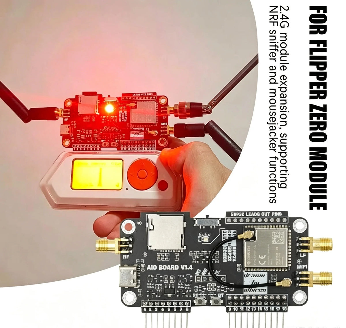 Flipper Zero 3-in-1 Expansion Board Wifi Nrf24 Esp32 Cc1101 Development Module