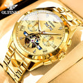 OUPINKE 3240 Skeleton Flywheel Multifunctional Automatic Mechanical Watches for Men 44mm Large Dial Tungsten Steel Luxury Watch