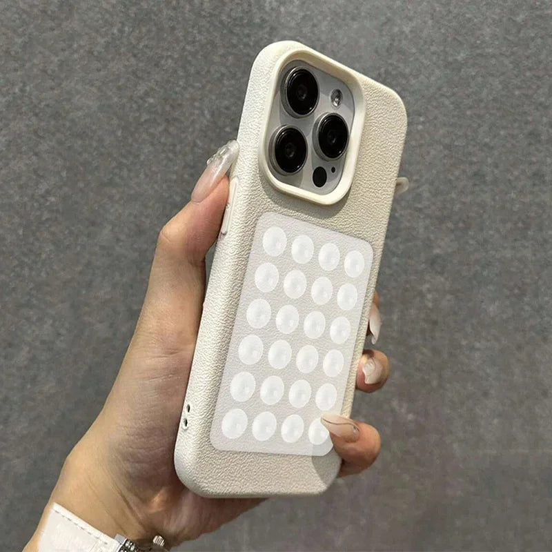 Phone Case For iPhone 17 16 15 Pro Plus 14 13 12 11 Pro Max Shockproof Funda Luxury Fashion 3D Suction Cup Stand Litchi Pattern