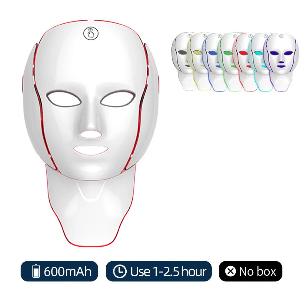LED Face Mask Red Light Therapy 7-1 Color 192LEDs Facial Wireless Mask Home Beauty Facial LED Mask Lovely Gift