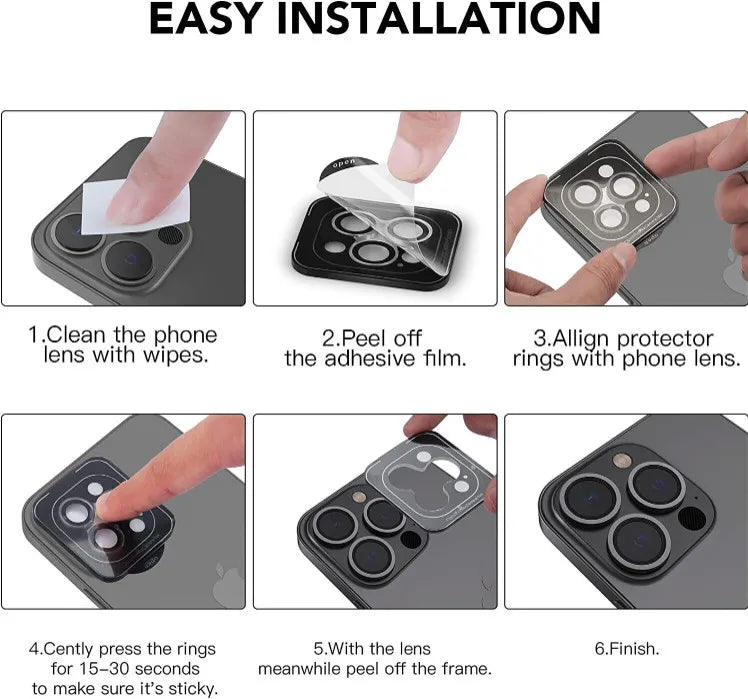For iPhone 17 Pro Max/17 Pro Metal Ring Tempered Glass Camera Lens Protector Film Cover Film Metal Ring