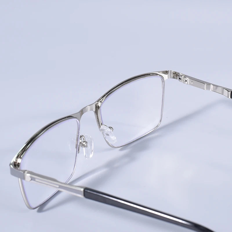 Anti Blue Light Men Reading Glasses Metal Full Frame Business Eyeglasses For Men Square Double Color Reading Eyewear +100+150