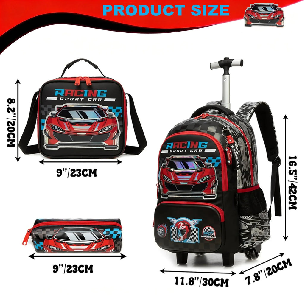 School Backpack for Boy Kids Trolley Bags with Wheels Girls Travel Carry on Backpack Lightweight Bookbag Back to School Supplies