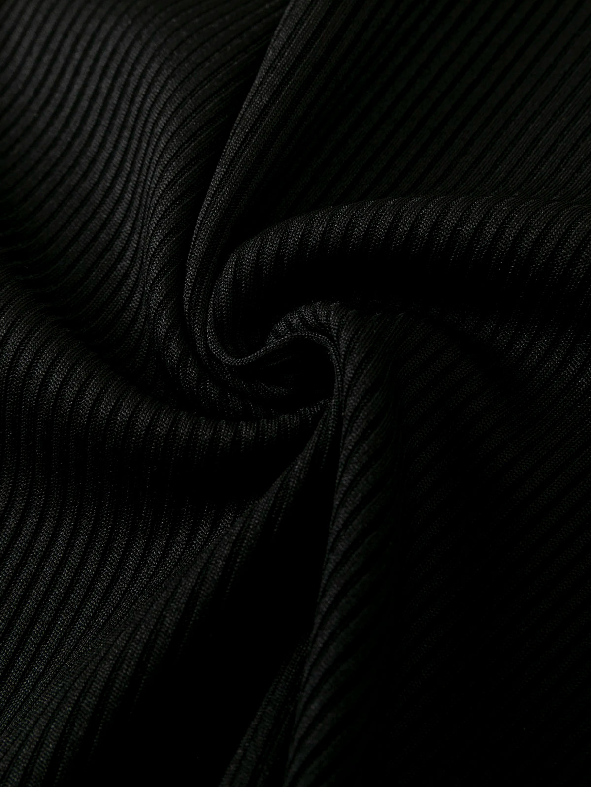 Fashionable black turtleneck knit sweater - comfortable ribbed design