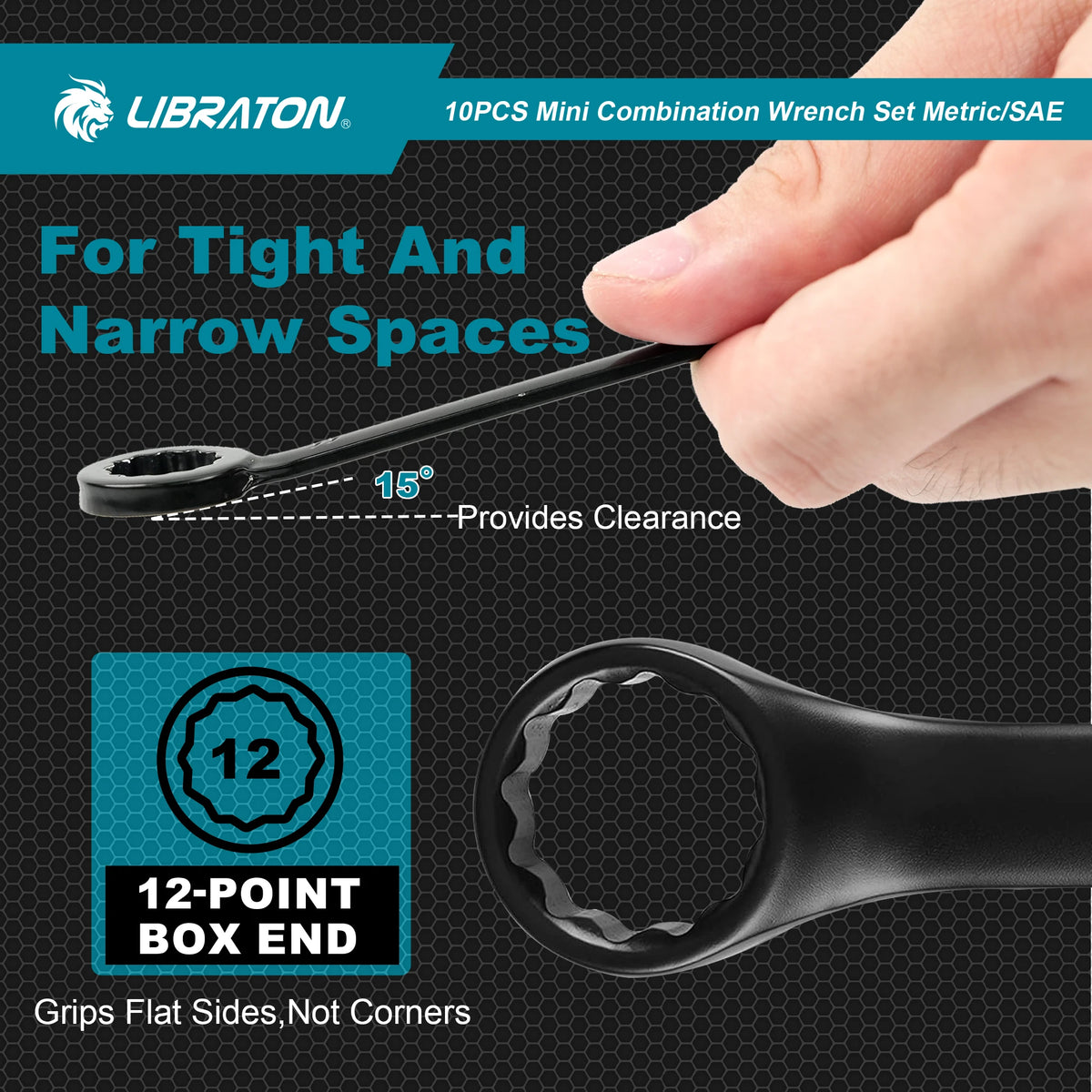 LIBRATON 20PCS Mini Wrench Set Metric 4-11mm & SAE 5/32''-7/16'' Open End and Box End Carbon Steel Lightweight Organizer Pouch