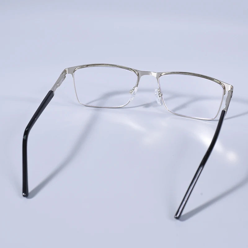 Fashion Large Frame Square Reading Glasses Double Color Prescription Eyeglasses For Men With Spring Hinge +125+175+225+275