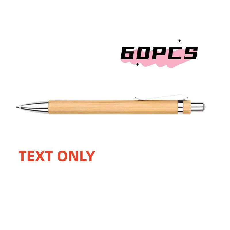 20/60/80PCS Customizable Ballpoint Pens Solid Bamboo Retractable Office School Writing Stationery Gift Pen For Promotional Gifts