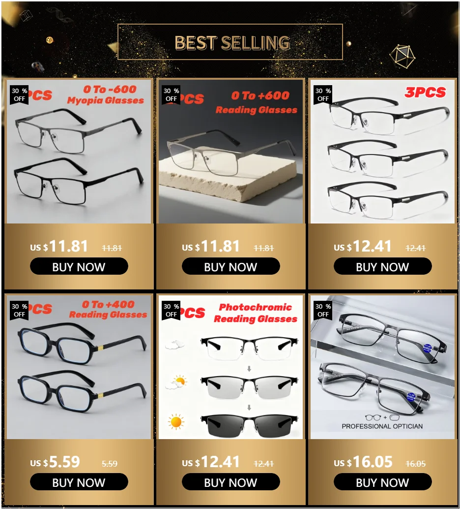 Men Square Metal Large Frame Myopia Glasses Spring Leg Elderly Near Sight Eyewear Blue Light Blocking Eye Protection Eyeglasses
