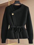 Red Stylish Knit Sweater Women Winter Fashion New Year Outfit