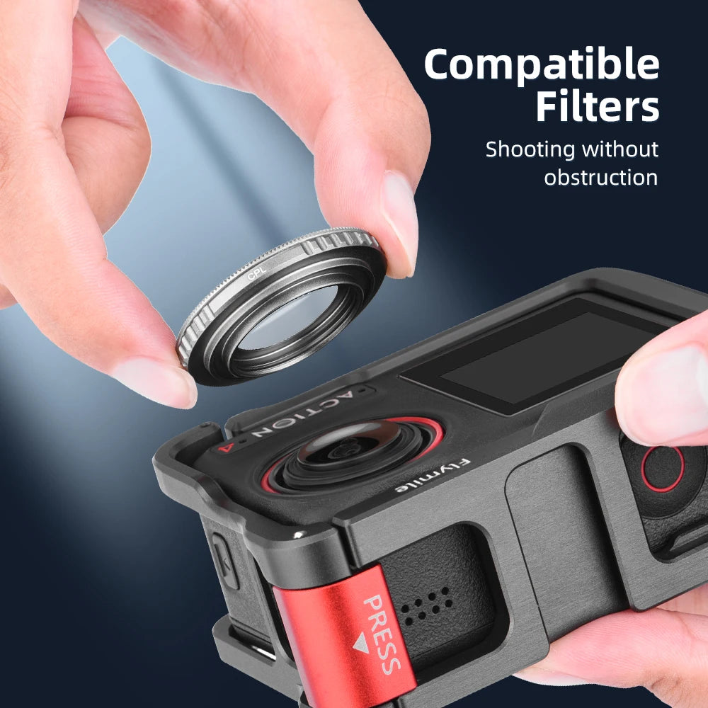 Flymile Action 5 Pro Metal Cage Protective Case for DJI Osmo Action 4 Camera Accessories Expansion Bracket Frame With Cold Shoe